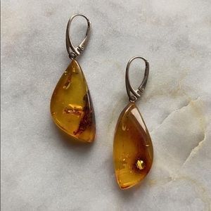 Golden Amber Teardrop Earrings